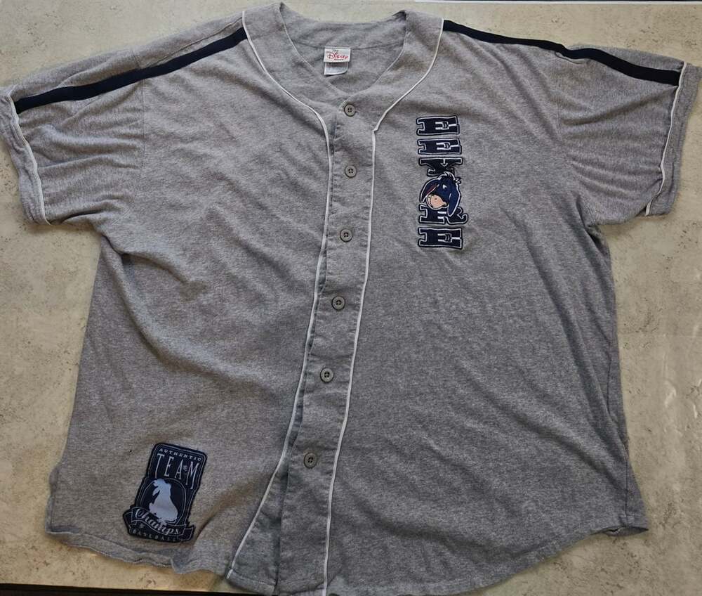 Disney Store Eeyore Baseball Jersey Size L Gray